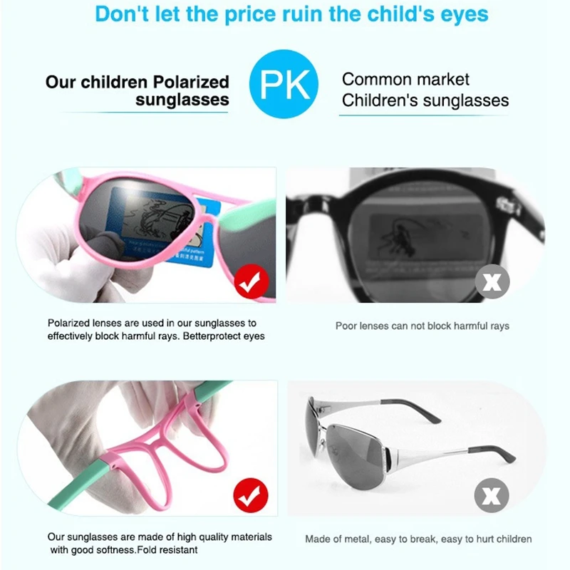 iboode New Flexible Kids Sunglasses Polarized Boys Girls Baby Cat Eye Sun Glasses UV400 Child Eyewear Silicone Eyeglasses