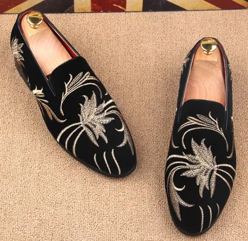 

Male Camouflage Flower Shoes Breathable Flat Bowtie Printing Leather Sneakers Spring Autumn Embroidered Slip On Moccasin Gommino