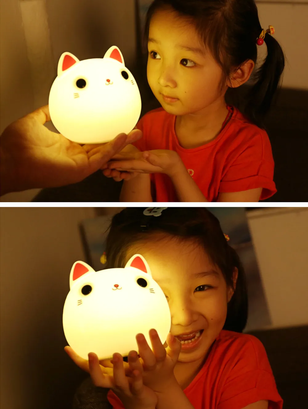 SuperNight Cute Cartoon Cat LED Night Light Silicone Rechargeable Touch Tap Kids Baby Bedroom Bedside Warm Colorful Table Lamp (10)