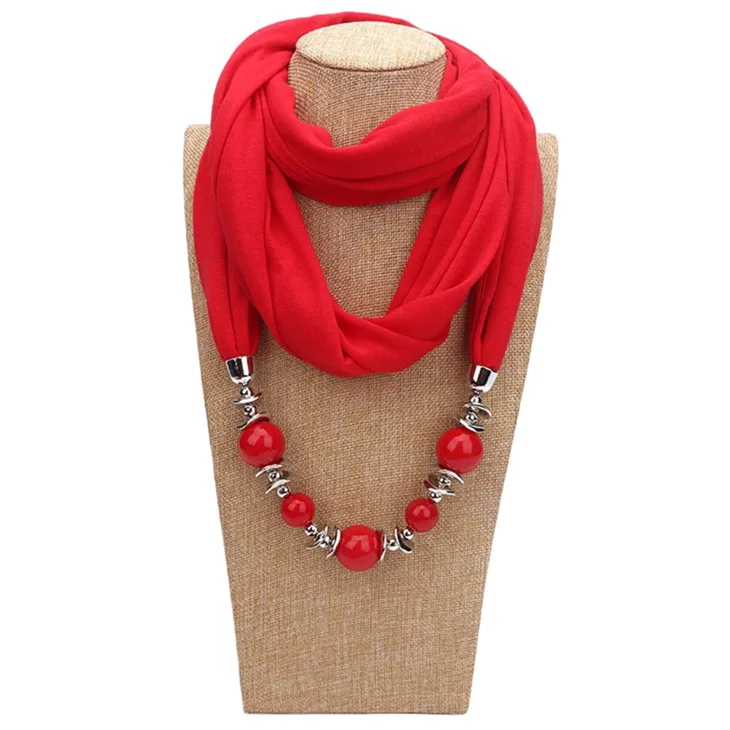 1 шт Женская мода шейный платок шарф ожерелья Бусы сплошной цвет ювелирные изделия шаль - Цвет: 14