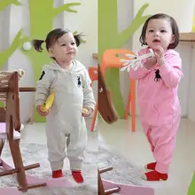 Fall Winter Unisex Baby Romper Long Sleeves Cotton kid’s Jumpsuit Cartoon Horse Rider Hooded Clothes Pink+White Hot Sale Feb06