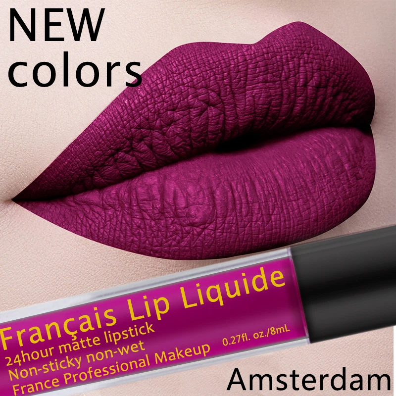 

TREEINSIDE 2903 Matte lipstick silky satain felling non-sticky lasting 24 hour liquid lipstick plush matte