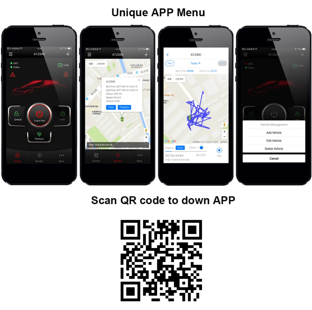 CARBAR IOS Android Универсальная автомобильная сигнализация, система безопасности, GSM gps трекер, БЕСКЛЮЧЕВОЙ вход, центральный замок, приложение, дистанционное управление, запуск