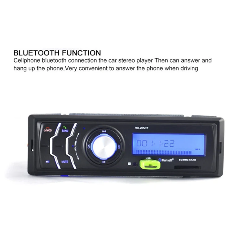 Multifunction Autoradio 1 Din 4 Channel Car FM Radio Audio Stereo In Dash MP3 Player Hands-free Bluetooth Aux Input Receiver USB