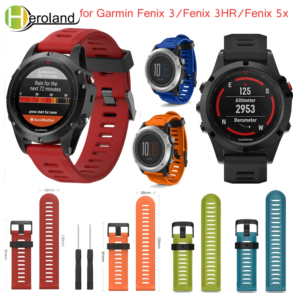 26 Millimetri Cinturino Di Vigilanza Per Garmin Fenix 3 / Fenix 3Hr Band Con Strumenti Di Sport Esterno Del Cinturino Del Silicone Per Garmin Fenix 5X