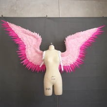 Ярко-розовые ангельские крылья из перьев для взрослых модель подиума нижнее белье шоу съемки реквизит праздничные вечерние крыла для дня Хэллоуина