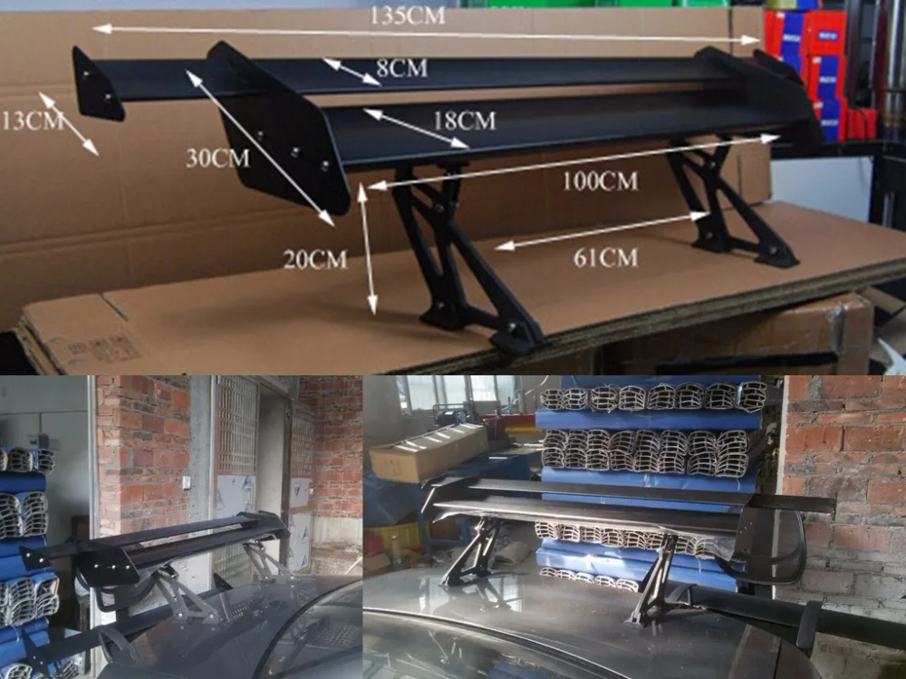 

Universal Black Adjustable Lightweight Aluminum Rear Car Sedan GT Wing Racing