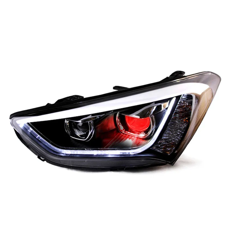 Автомобильный светодиодный налобный фонарь для Hyundai Santa Fe IX45 фары DRL Bi Xenon