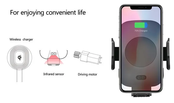 10 Вт Qi автомобильное беспроводное зарядное устройство для iPhone Xs X samsung S10 S9 Xiaomi Mi автоматическое зажимное Быстрое беспроводное зарядное устройство Автомобильный держатель для телефона