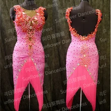 Бахрома латинское платье Румба джив Чача латинское платье для танцев бальное платье, Одежда для танцев латинское соревнование костюм платье Подсолнух для танцев