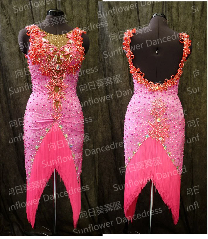

fringe latin dress Rumba Jive Chacha Latin Dress Dance ballroom dress dance wear latin Competition costume Sunflower Dance Dress