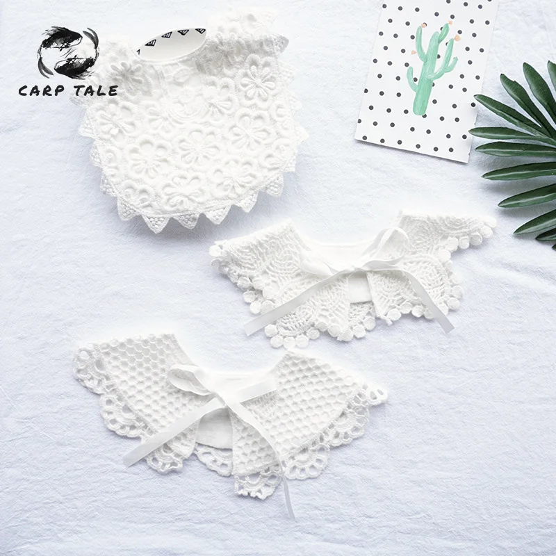 

Baby new 360 degree rotatable baby bib female baby lace fake collar saliva towel newborn bib toddler feeding scarf 2019