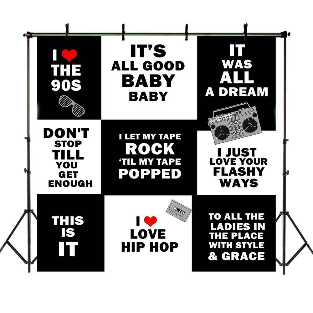 

NeoBack Hip Hop Backdrop 90s Party Photo Booth Background 90s Step and Repeat Backdrops for Birthday Parties Decorations