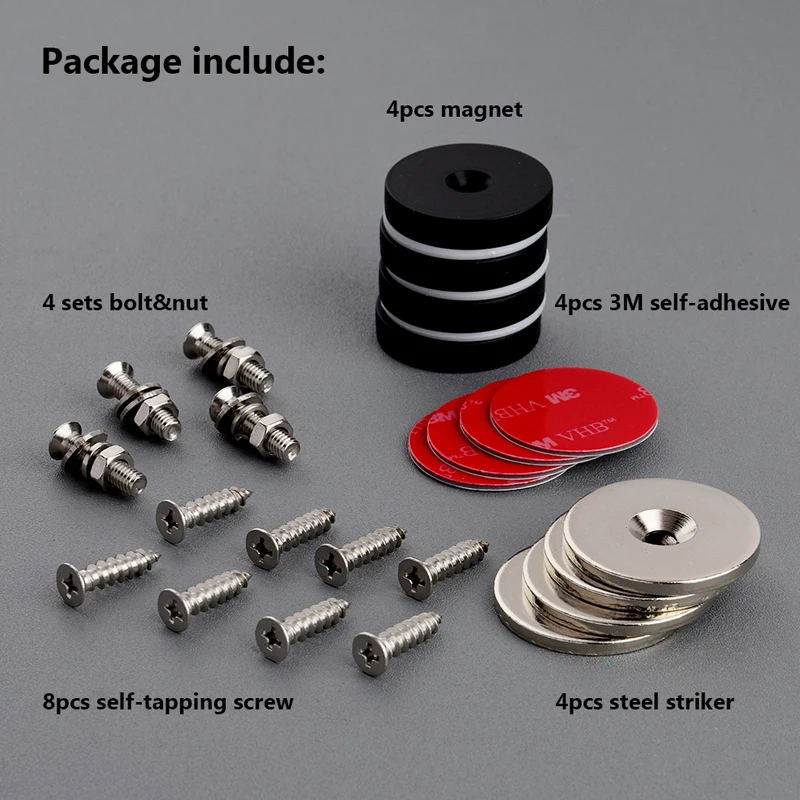 

4pcs Powerful Neodymium N52 Magnet Strong Disc Not Broken and Scratch Double Side Earth Magnets with Plastic Coated Fixing Tool