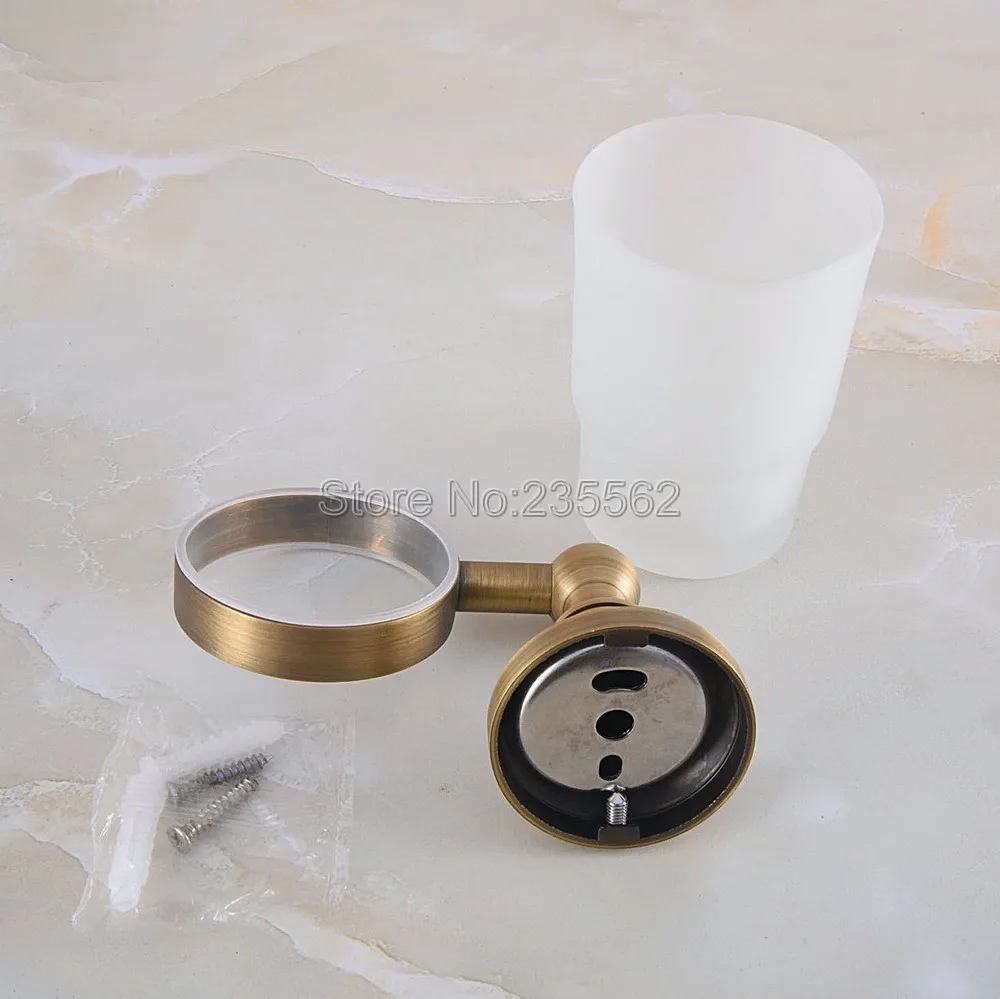Античная латунный для ванной держатель для зубной щетки одиночный комплект + стекло чашки Настенный/аксессуары для ванной комнаты lba163