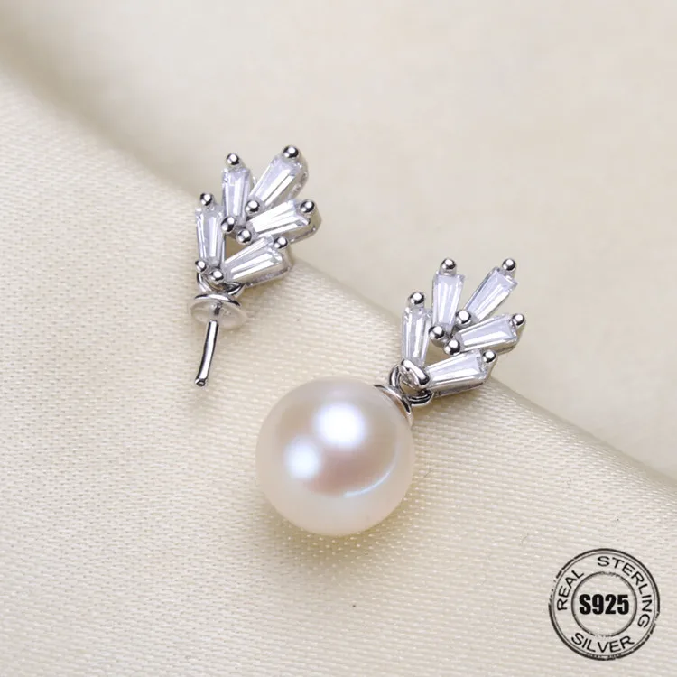 

HOT High Quality 925 Sterling Silver Stud Earrings Settings DIY Pearl Earring Hooks Findings Women's Jewelry Making Accessories