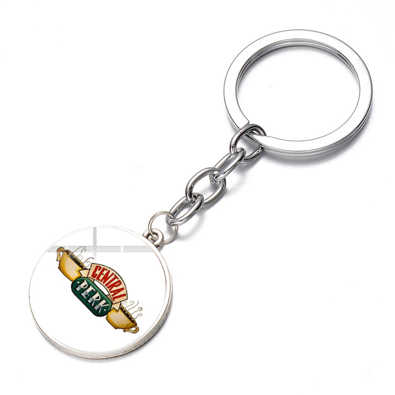 SONGDA Friends TV Show Keychain Classic Scene Central Perk Logo Glass Gem Key Ring Bag Charm Key Chain for Good Friends Trinkets - Цвет: Style 32