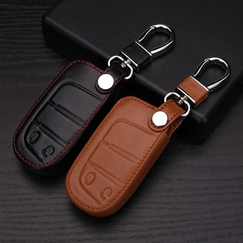Genuine Leather Car Key Case Fob Cover for Jeep 2014 Grand Cherokee