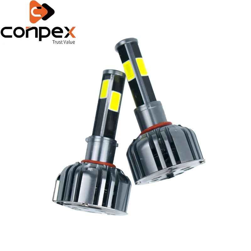 

2pcs Car Headlight Bulbs LED 12V H3 H4 H7 LED canbus Car Lights two ways vortex air cooling system four sided LED lamp beads