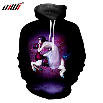 

UJWI Pullover Man Hooded Personality 3D Hoody Print Horse Riding Lady Leisure Oversized Garment Men's Autumn Hoodies Sweatshirts
