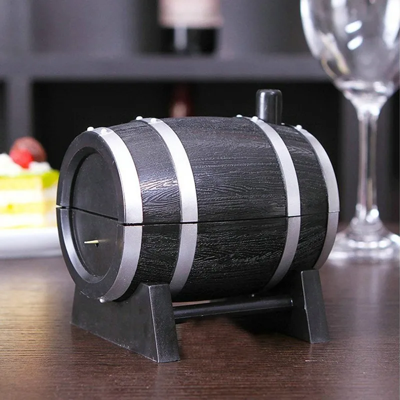 Креативный черный с серебряным цветом винный бочонок пластиковая автоматическая коробка для зубочистки контейнер-Диспенсер держатель популярный
