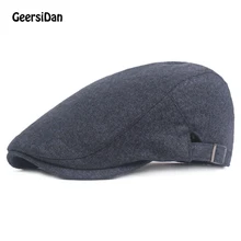 GEERSIDAN, высокое качество, модная восьмиугольная кепка Newsboy, Осень-зима, берет, шапка для мужчин wo, повседневная, однотонная, черная, унисекс, остроконечная шапка s