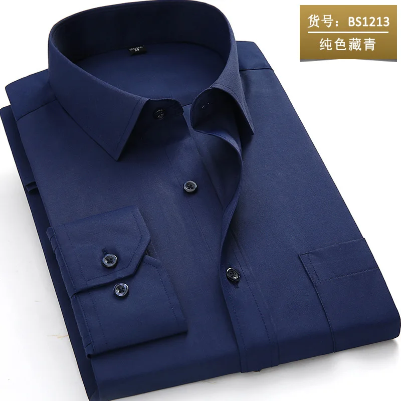 03 Большие размеры 4XL 3XL 2XL XL мужские деловые повседневные рубашки с длинными рукавами классические белые черные темно синие мужские рубашки - Цвет: 03