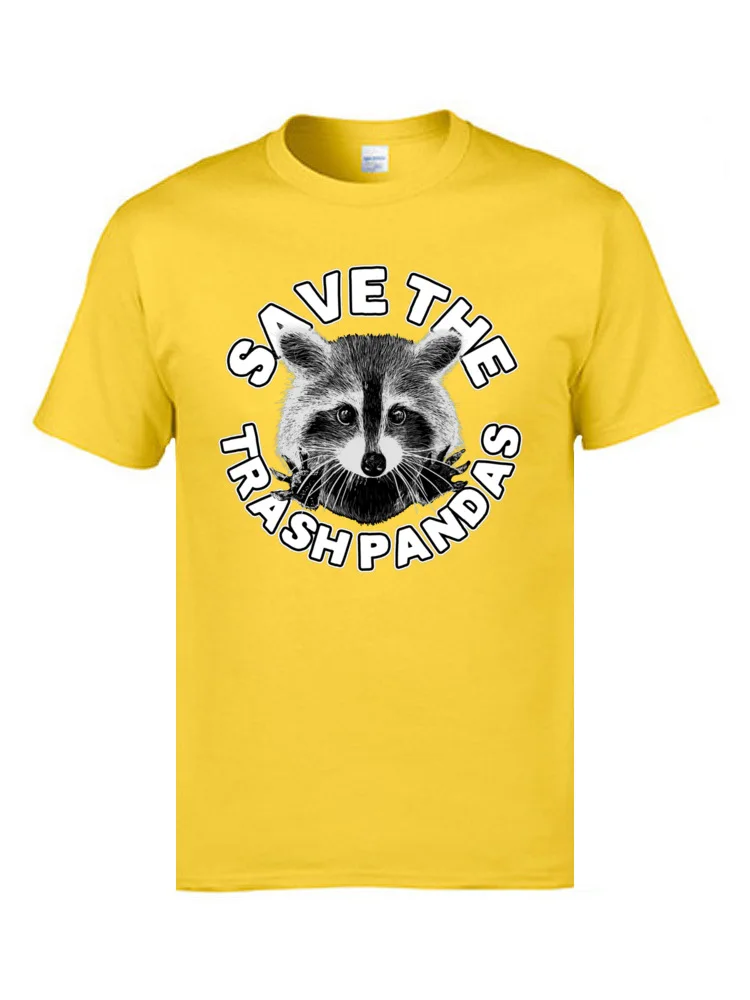 Summer Adult Classic Fashionable Tops T Shirt Crew Neck ostern Day Pure Cotton T Shirts Casual Short Sleeve T-Shirt Save the Trash Pandas Raccoon Animal T shirt 5534 yellow