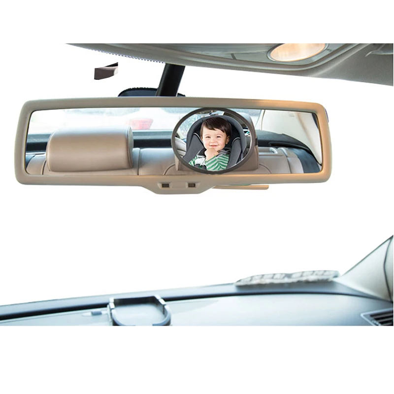 Baratos Nuevo coche de dibujos animados Universal espejo retrovisor silla de bebé espejos de seguridad asiento trasero de coche espejo de observación
