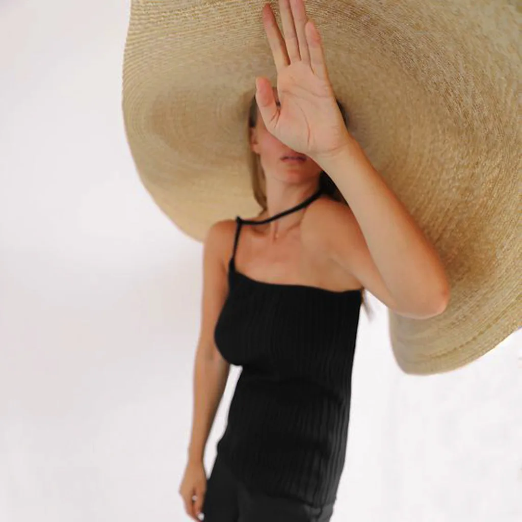 Женская модная большая пляжная шляпа от солнца с защитой от ультрафиолета, складная соломенная Кепка, негабаритный складной солнцезащитный козырек, Пляжная соломенная шляпа