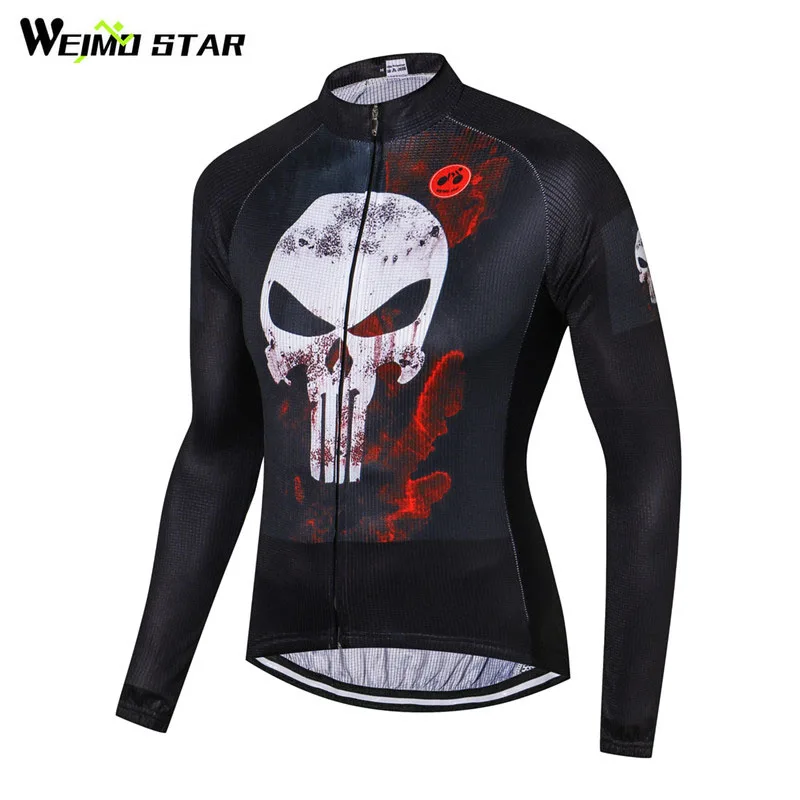 

Weimostar Skull Long Sleeve Cycling Jersey Men MTB Bike Wear Clothes Autumn Cycling Clothing Breathable Bicycle Jersey Top Ropa