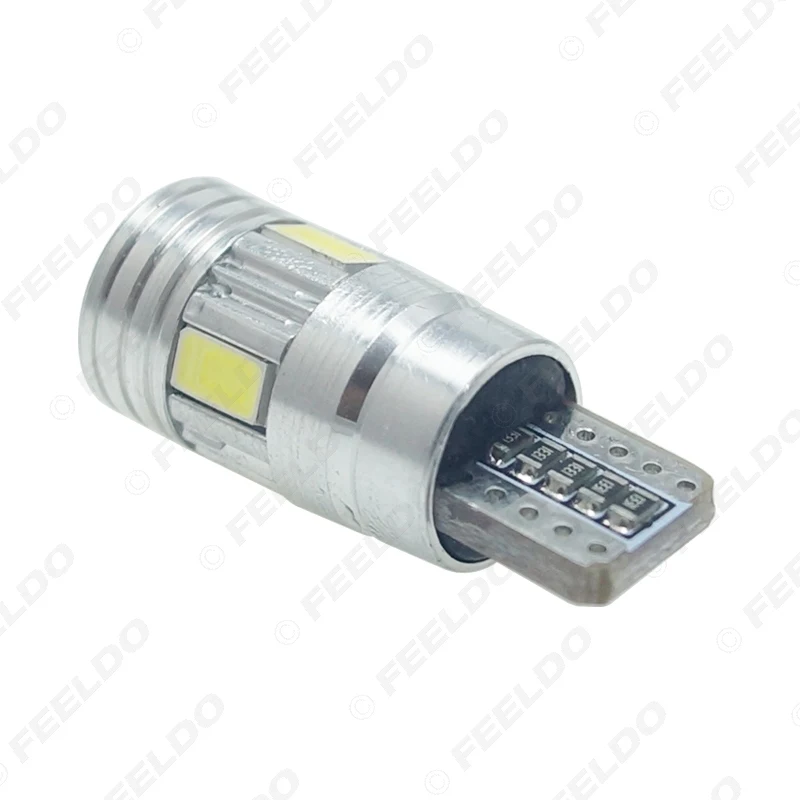 FEELDO 20 штук DC12V~ 14,5 V 6000~ 6500 K белый 6SMD 5630 T10 клина объектива светодиодный свет лампы с can-bus