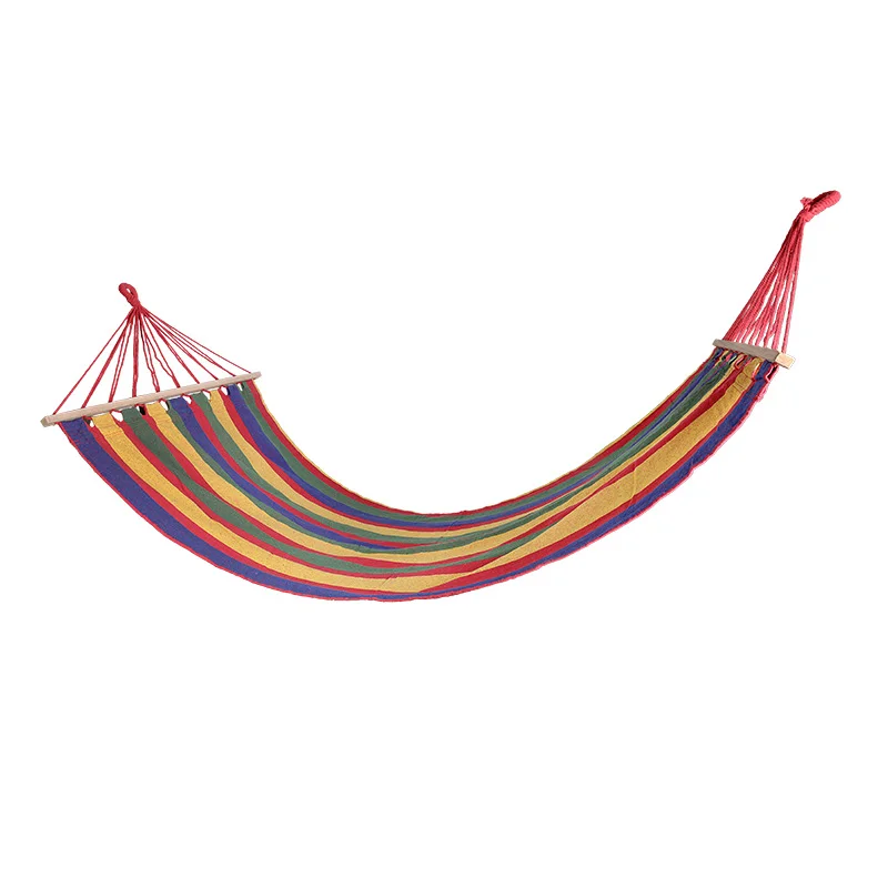 

Portable Canvas Fabric Single Person Outdoor Furniture Hammock Double Spreader Bar Hammock Outdoor Camping Swing Hanging Bed