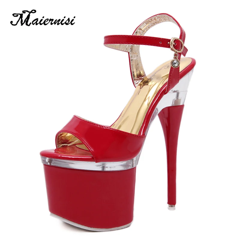 MAIERNISI/красные туфли; женские босоножки; свадебные босоножки на платформе и высоком каблуке 17,5 см; женские туфли на шпильке; большие размеры 43