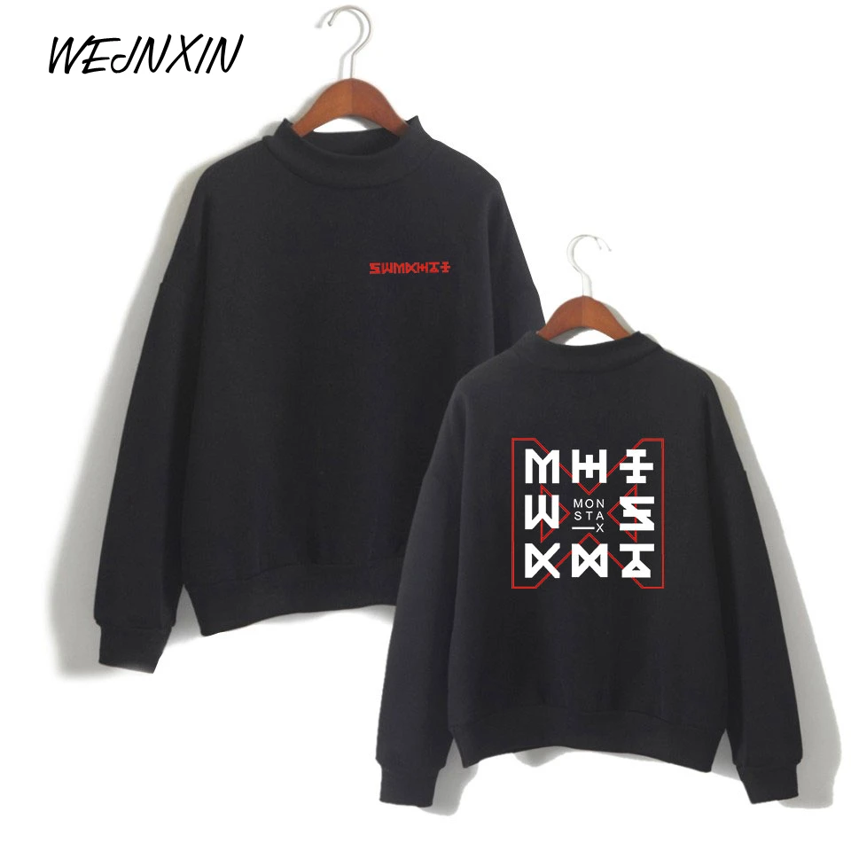 

WEJNXIN Autumn Winter Kpop Monsta X Hoodies Women Loose Turtlenecks Sweatshirt Long Sleeve Casual MONSTA-X Fans Tracksuit