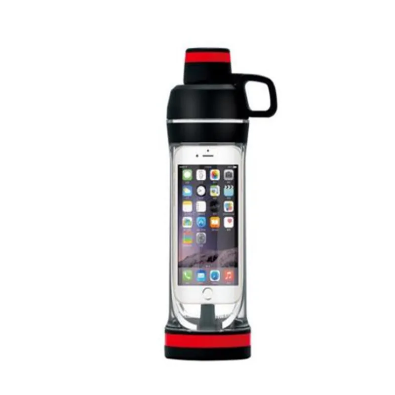 Бутылка для воды Storager My для мобильного телефона Iphone 400 мл Органайзер бутылки для воды пластиковые герметичные для плавания - Color: Black