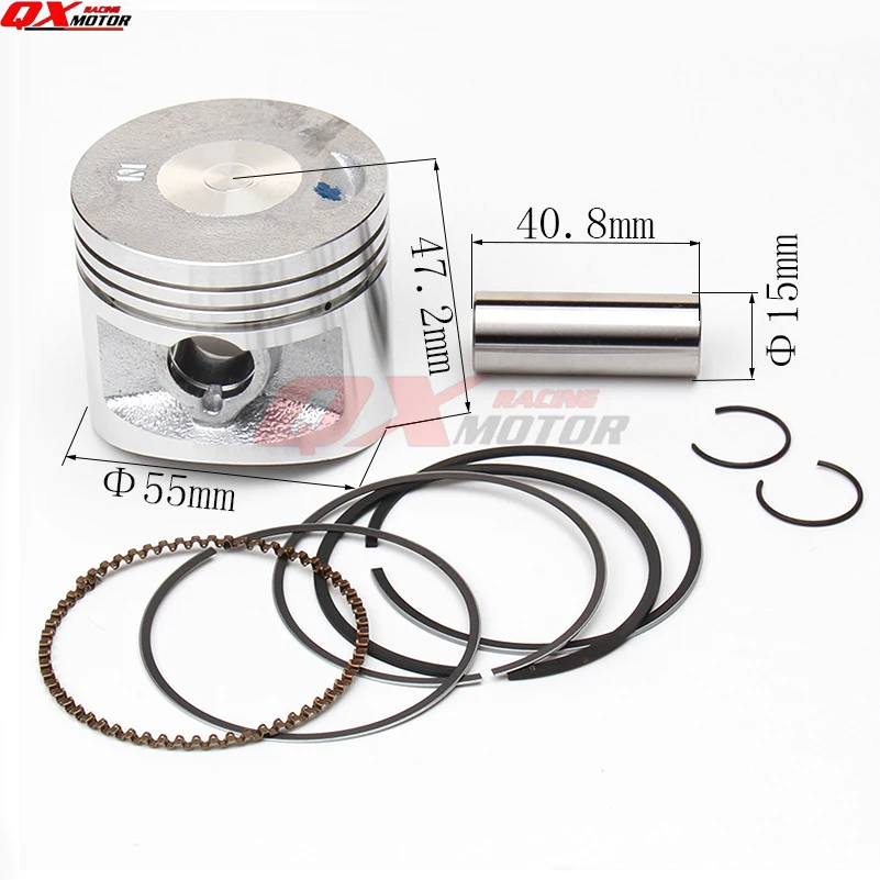 

LIFAN 140cc Engine parts LF140 Piston Kit 55mm Piston 15mm Pin Piston Ring Set for Kayo Apollo Bosuer Xmotos Pit Bike Dirt Bike