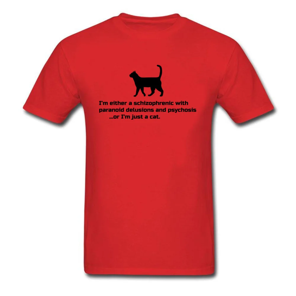 Cat psychology Summer/Autumn All Cotton O-Neck Tees Short Sleeve Casual Sweatshirts New Design Funny Top T-shirts Cat psychology red
