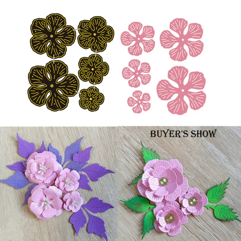

Gowing 5Pcs Flowers Metal Cutting Dies Stencil New 2019 for DIY Scrapbooking Craft dies Cut Decor Photo Cards Dies Cuts