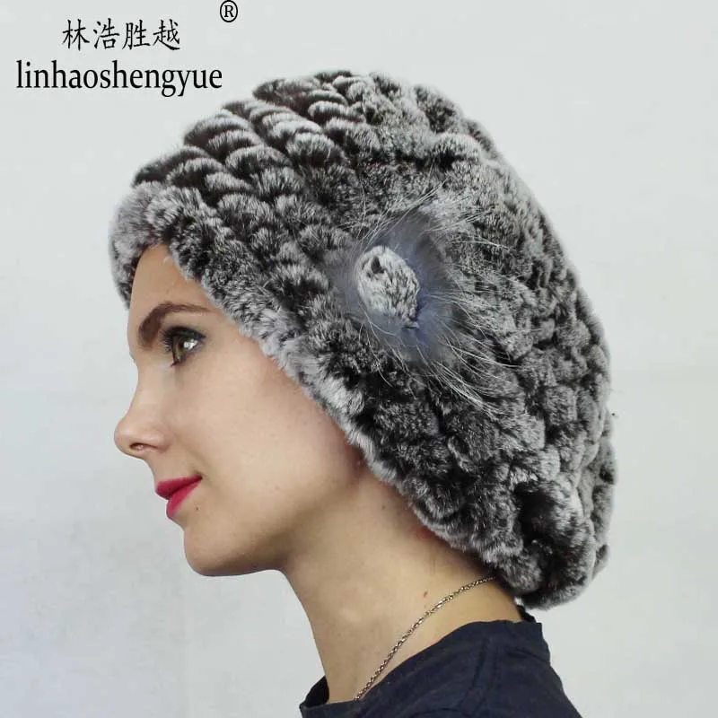 

Linhaoshengyue senior Beaver rabbit Woven fur hat real fur women rabbit fur hat winter warm Spring autumn winter Beret