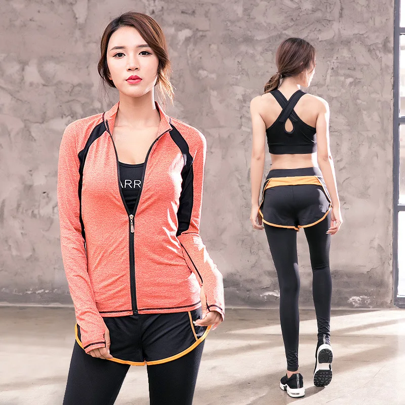 

3PCS Yoga Set Sportswear for Women Elastic Zipper Sweatshirt Sports Bra Pants Fitness Running Jog Gym Training Set Tracksuit
