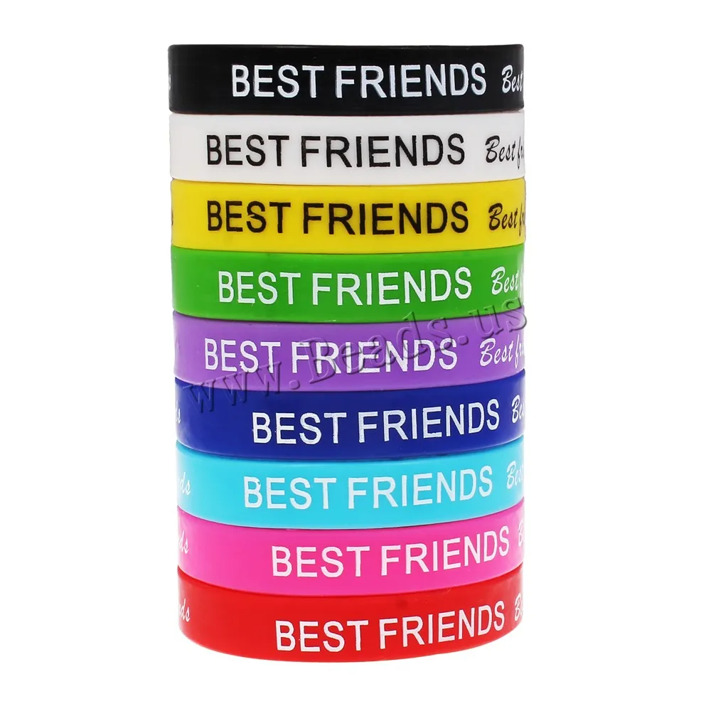 

10 Pcs Mix Color Unisex Turret Games Silicone Word Customzied Best Friend Bracelets Bangles Rubber Flexible Friendship Wristband