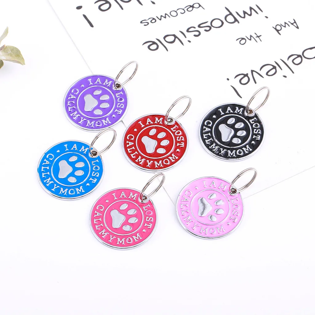 

Cute Mini More Diamond Paw Dog Cat ID Name Tags Pet Jewelry Necklace pet supplies accessories Diameter 32mm Z625