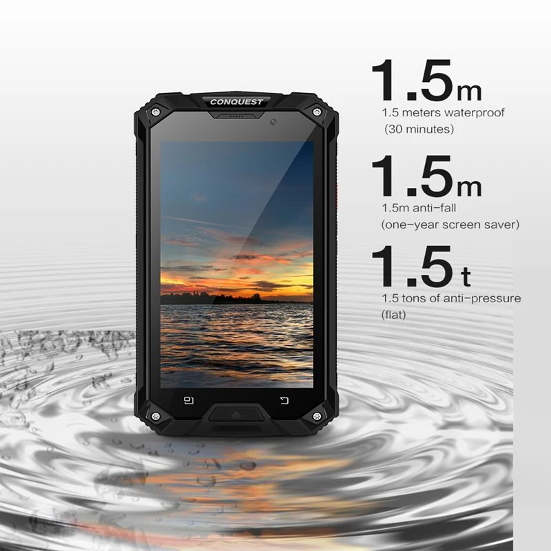 Conquest S6 IP68 Rugged Phone 3GB+32GB Waterproof phone 13MP Face ID NFC 4G Android 6.0 GPS Smartphone+power bank function+RFID
