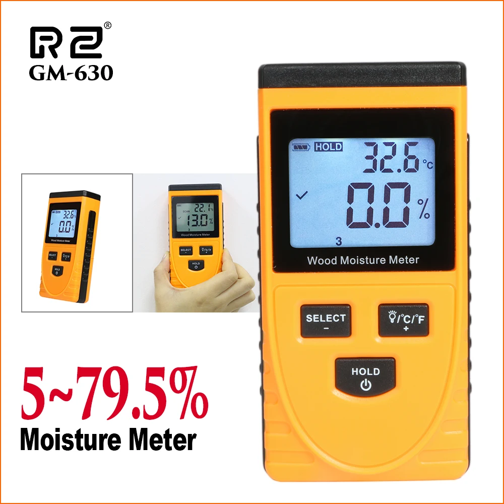 

RZ Wood Moisture Meter Digital LCD Humidity Meter Handheld Wood Lumber Water Content Meter Detector Density Hygrometer Tester