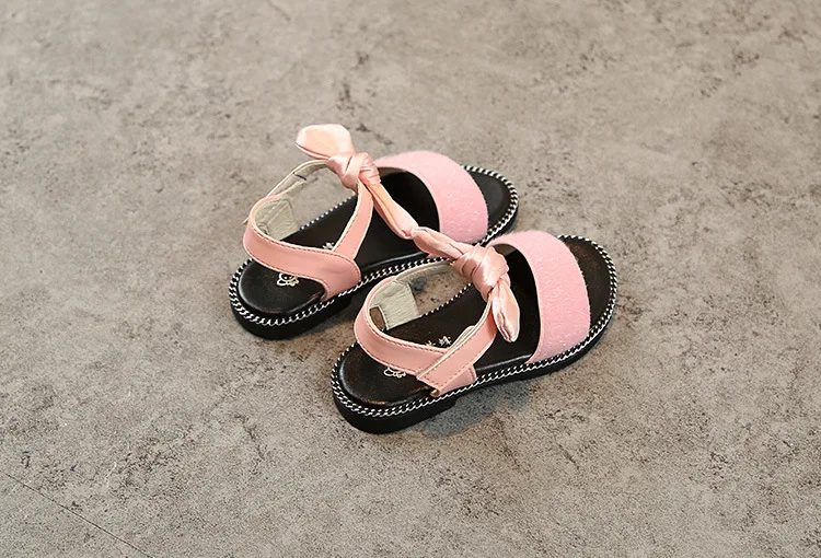 Детские сандалии с бантом 2019 Новая летняя принцесса плоские сандалии дети открытый носок мягкие пляжные туфли обувь для девочек модная