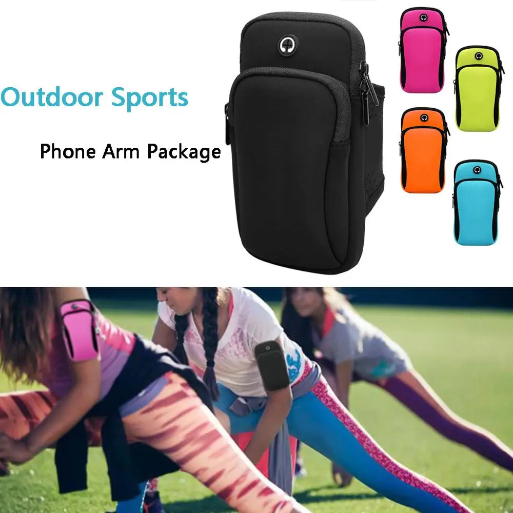 Black Fitness Running Armband Phone Holder Bag Outdoor Sports Jogging Exercise Gym Arm Wrist Pouch Armband Phone Case Bag