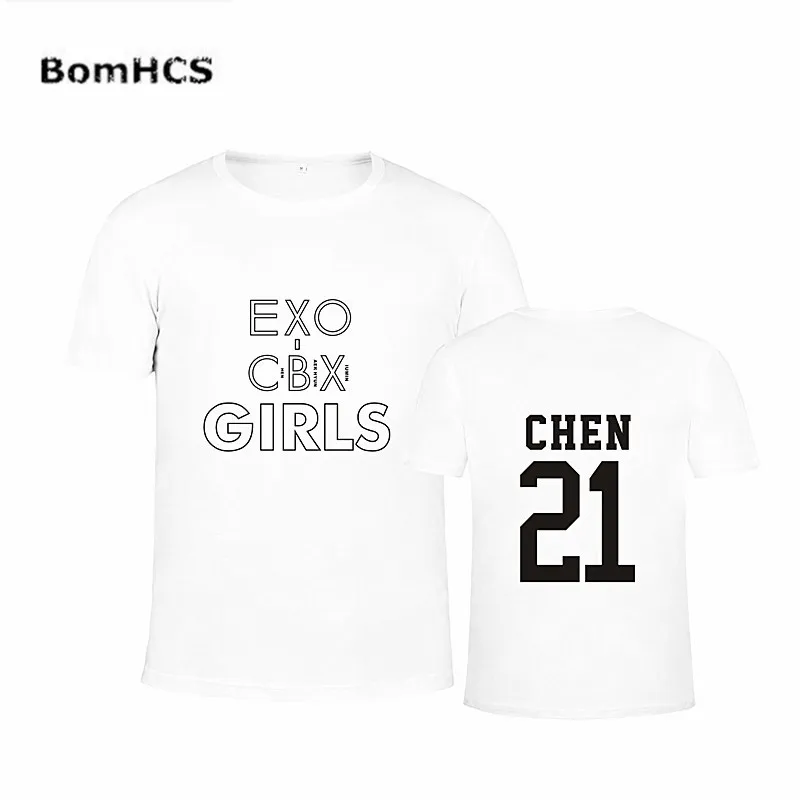 BomHCS Kpop EXO CBX Альбом Футболка для девочек унисекс летняя хлопковая футболка с