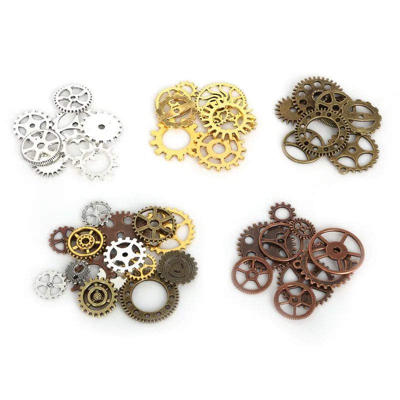 

New Arrivcal Mixed Vintage Plated Steampunk Alloy Metal Wheel Gear Pendant Fit Bracelets Necklace DIY Jewelry Making