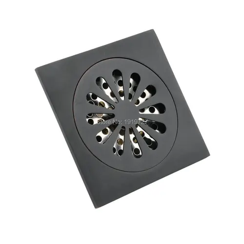 Buy Matte Black Solid Brass Drain Bathroom Accessory 4 Inches Square Style Cleaner Shower Ground Grate Drainer Pump High Quality